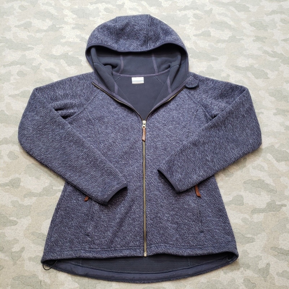 Columbia Jacket Womens Medium Blue Acrylic Full Zip Hooded